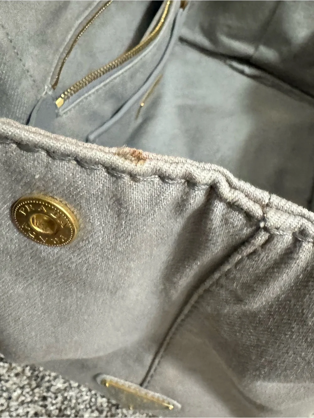 Prada Gray Canvas Tote with White Logo